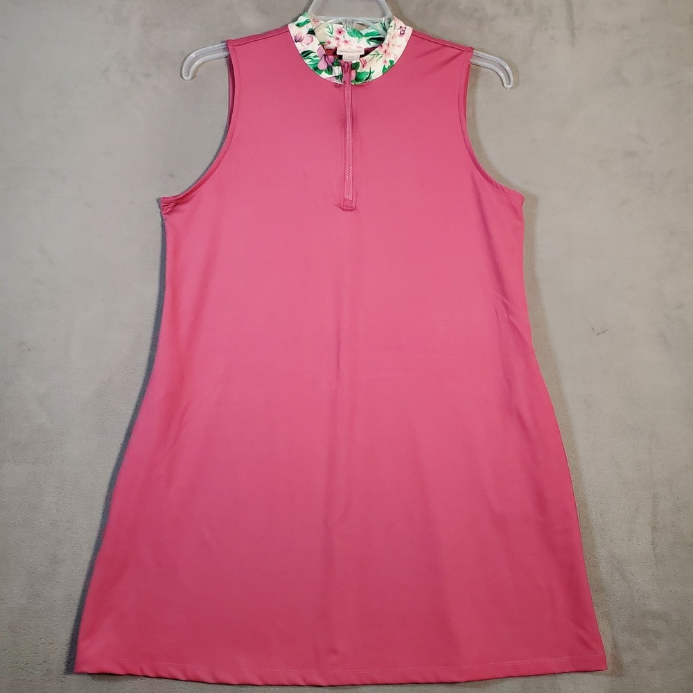 Tommy Bahama Golf Dress XL Pink Pockets Outdoor 1/4 Zip Athleisure Tennis Resort